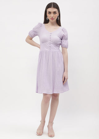 Madame Empire Waist Marie Sleeve Lavender A-Line Dress