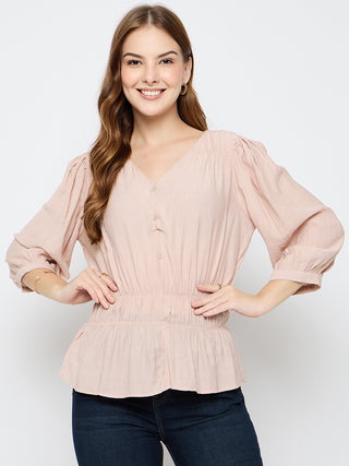 Madame Rayon Blend Pink Peplum Top