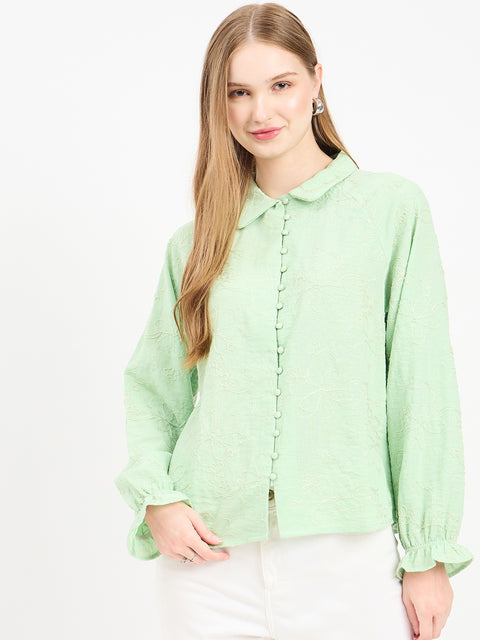 Madame Solid Mint Green Shirt