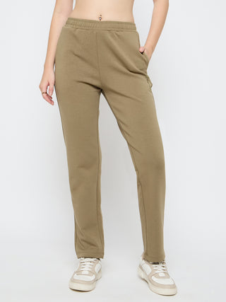 mSECRET Straight Fit Olive Green Rayon Blend Track Bottoms