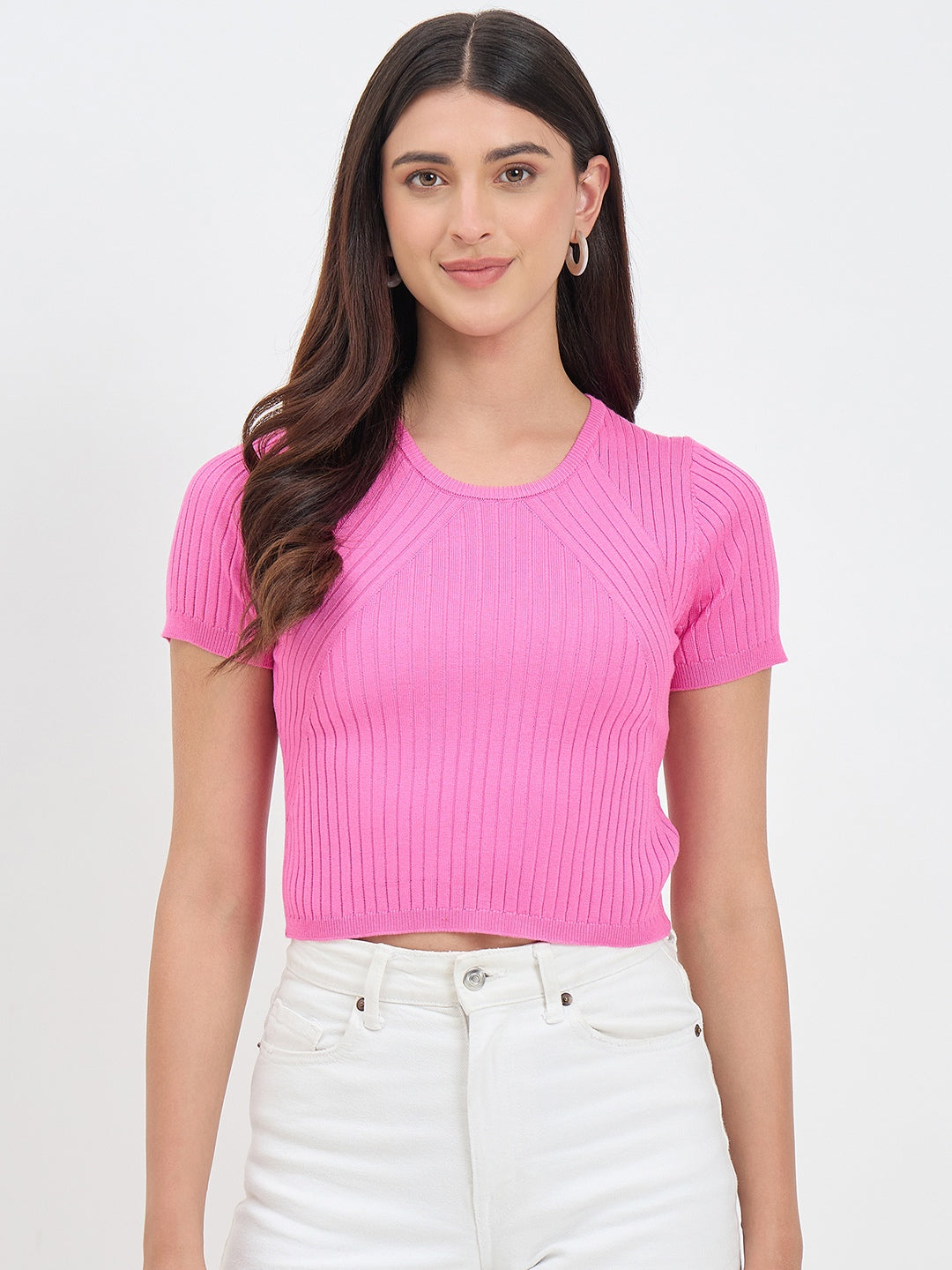 Madame Pink Knitted Crop Top color swatch