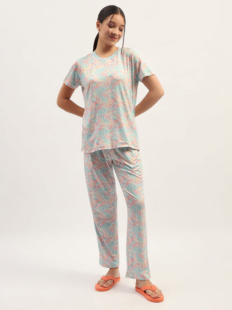 mSECRET Printed Mint Nightsuit Set