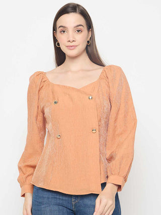 Madame Double Breasted Orange Wrap Top
