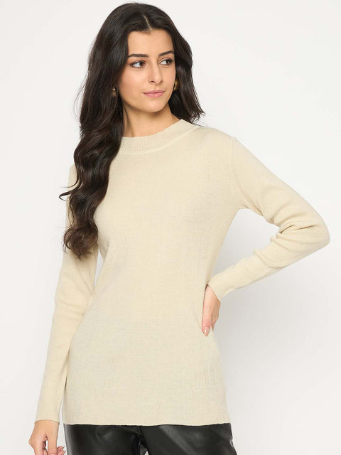 Madame Mock Neck Solid Beige Skeeve