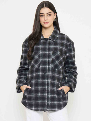 Madame Checkered Black Shacket