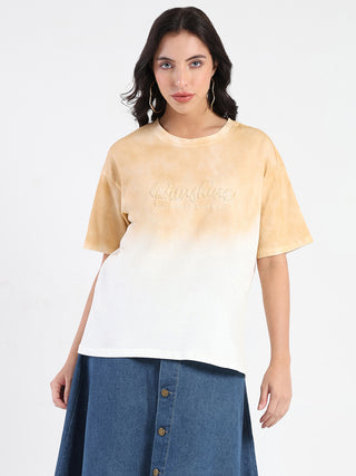 Madame Ombre Loose Fit Peach Oversize Cotton T-shirt
