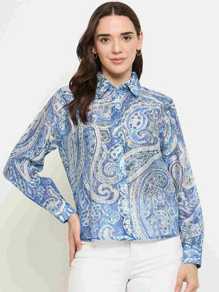 Madame Paisley Print Blue Shirt