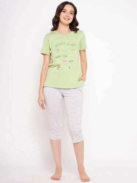 mSECRET Lime Typography Nightsuit
