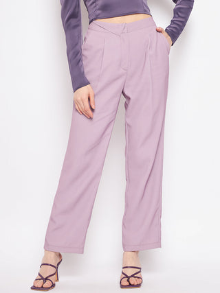 Madame Pleated Mauve Trouser