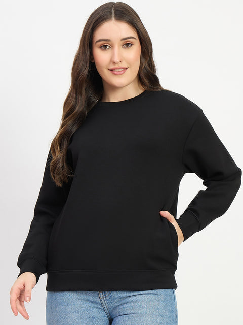 Madame Solid Black Sweat-Shirt