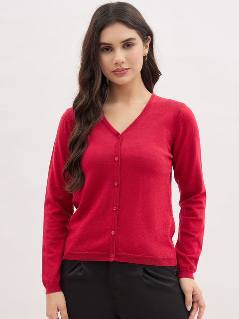 Madame V Neck Red Cardigan