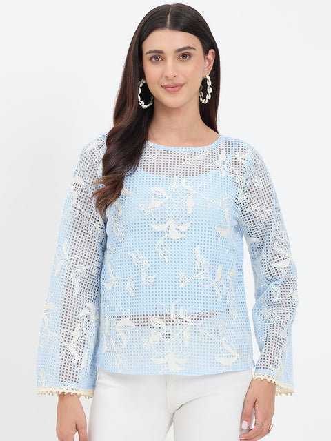 Madame Blue Printed Top