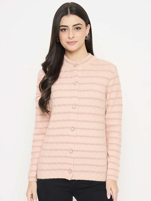 Madame Striped Peach Cardigan