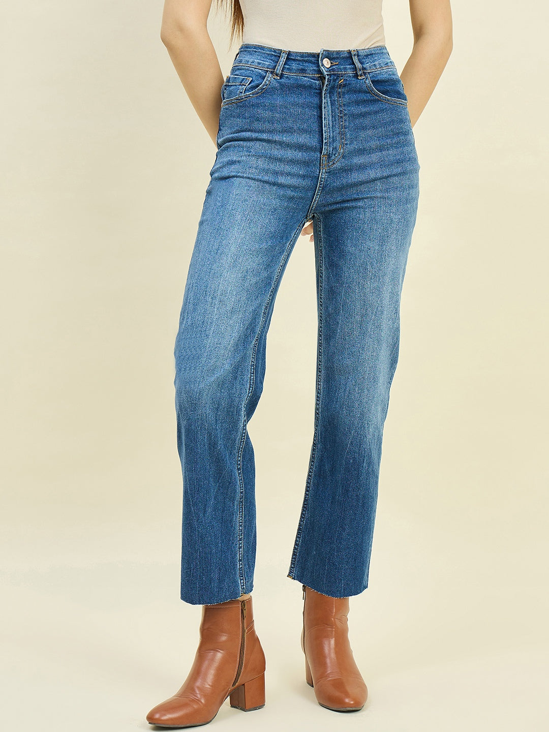 Madame Blue Double Wash Straight Fit Jeans color swatch