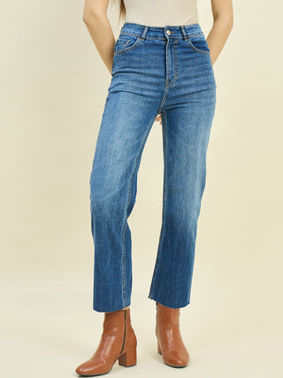 Madame Blue Double Wash Straight Fit Jeans