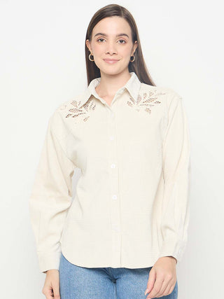 Madame Cutwork Detailed Off White Shirt