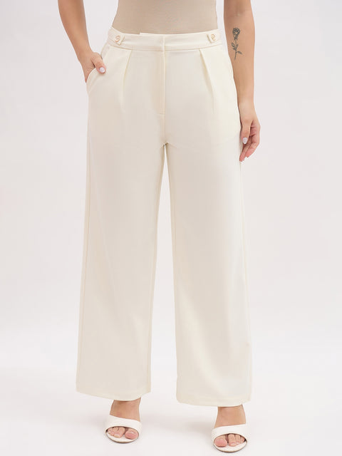 Madame Pleated Beige Korean Trousers