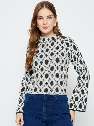 Madame Geometric Print Multicolor Sweater