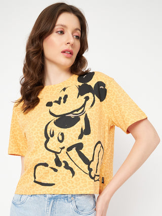 Madame Disney and Animal Printed Mustard Yellow Cotton Top