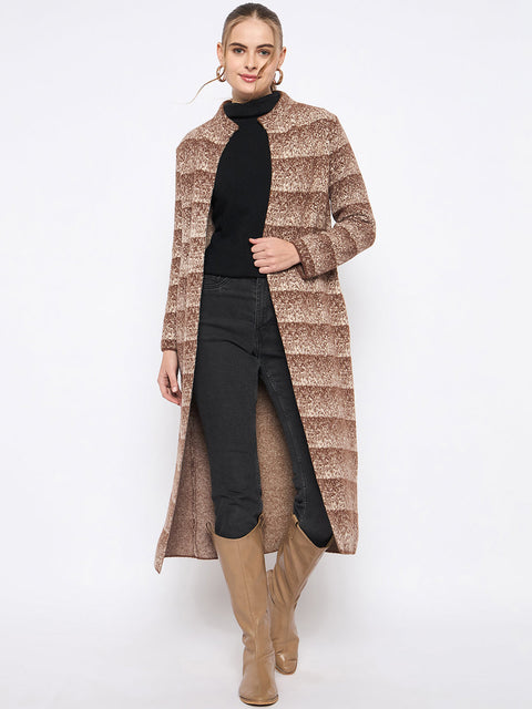 Madame Open Front Striped Multicolor Long Coat