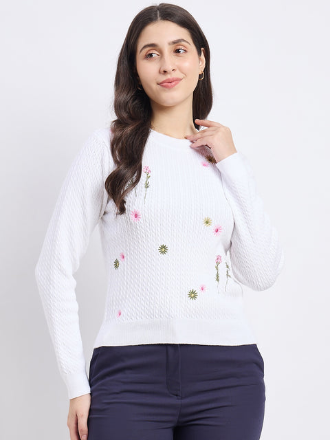 Madame White Cotton Knit Top