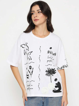 Madame Graphic Print Cotton White T-shirt