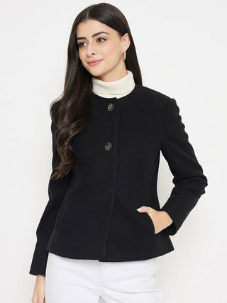 Madame Round Neck Black Short Coat