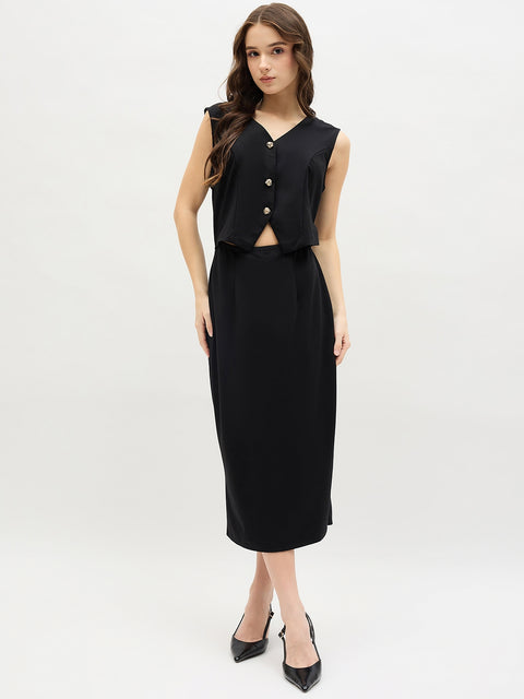 Madame Black Rayon Blend Bodycon Dress