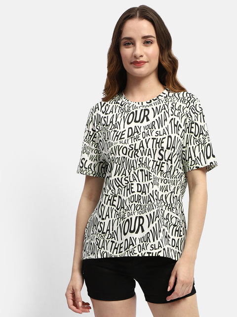 Madame Typography White Regular T-Shirt