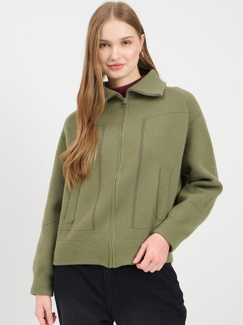 Madame Olive Green Polo Sweater