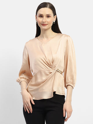 Madame Peasant Sleeve Golden Chain Adorned Top
