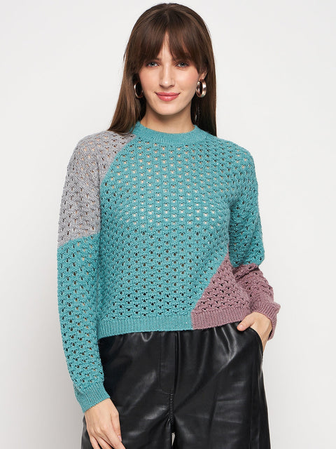 Madame Aqua Pointelle-Knit Jumper