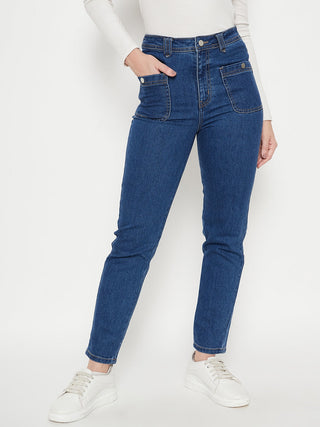 Madame Women Solid Dark Blue Jeans