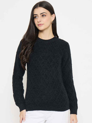 Madame Geometric Print Black Sweater
