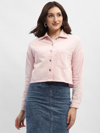 Madame Solid Pink Denim Jacket