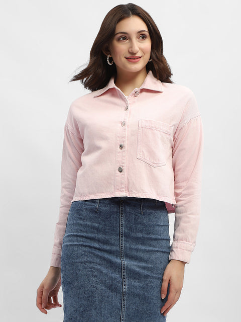 Madame Solid Pink Denim Jacket