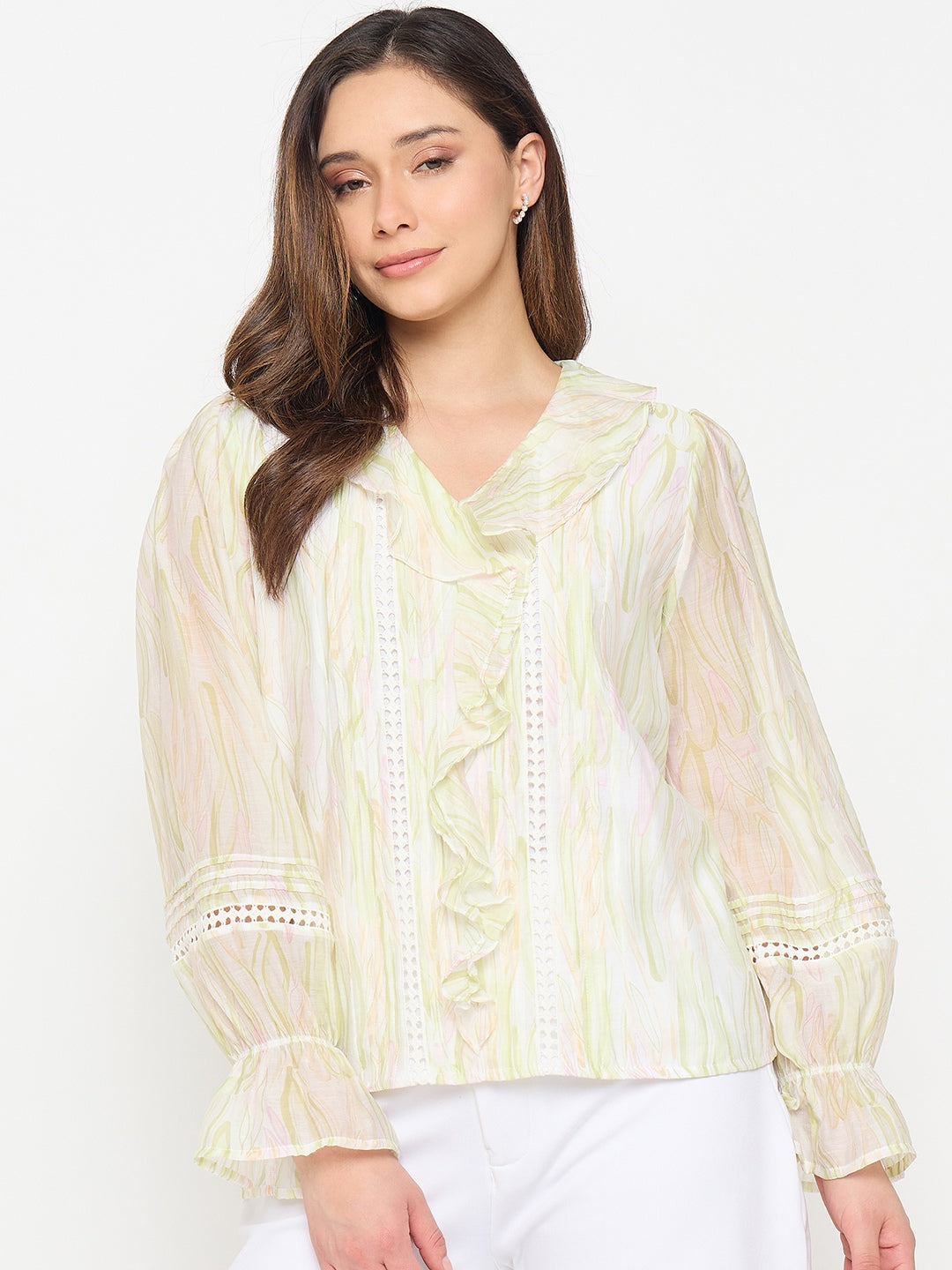 Madame Green Rayon Blend Cotton Top color swatch