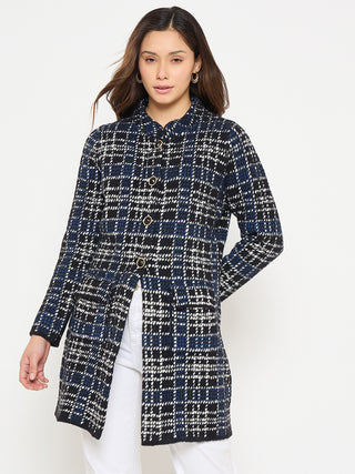 Madame Checkered Long Cardigan