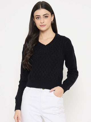 Madame Cable Knit Black Acrylic Sweater