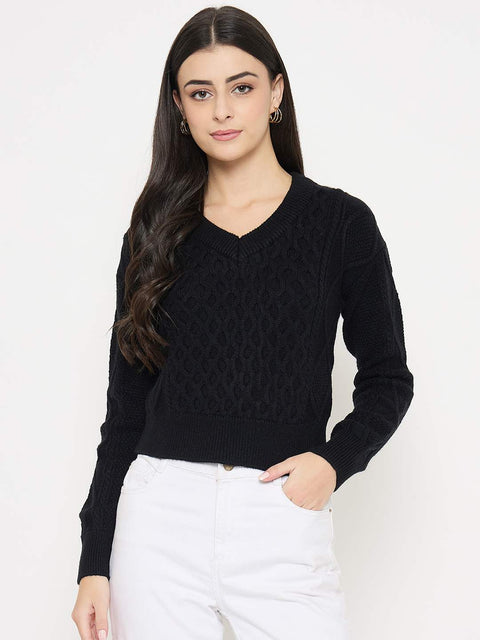 Madame Cable Knit Black Acrylic Sweater