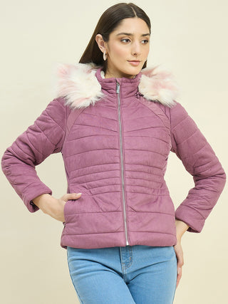 Madame Wine Red Fur Collar Jacket