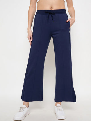 mSECRET Solid Navy Elasticated Waist Flared Loose Fit Track Bottoms