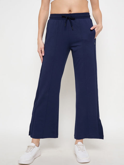 mSECRET Solid Navy Elasticated Waist Flared Loose Fit Track Bottoms