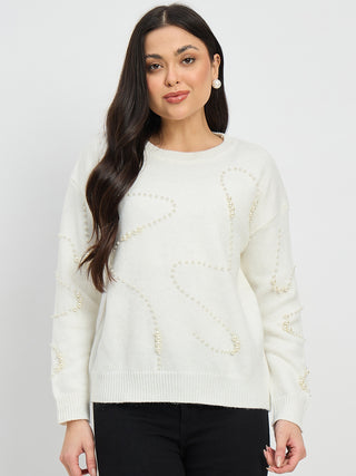 Madame Embellished off White Sweater