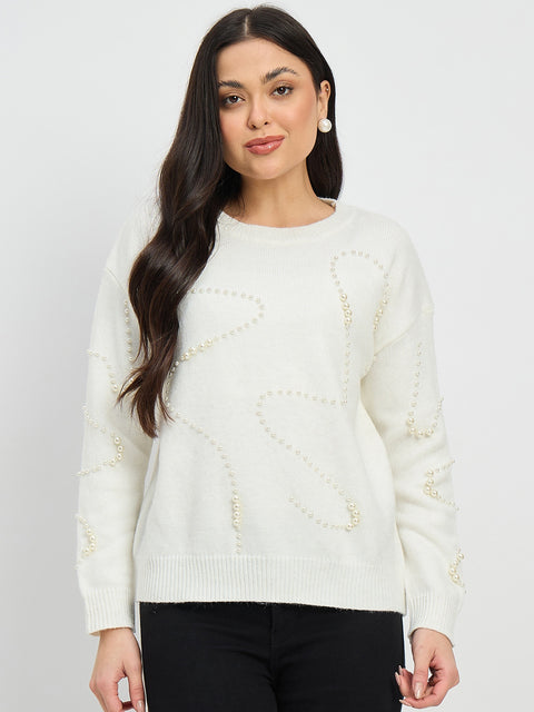 Madame Embellished off White Sweater