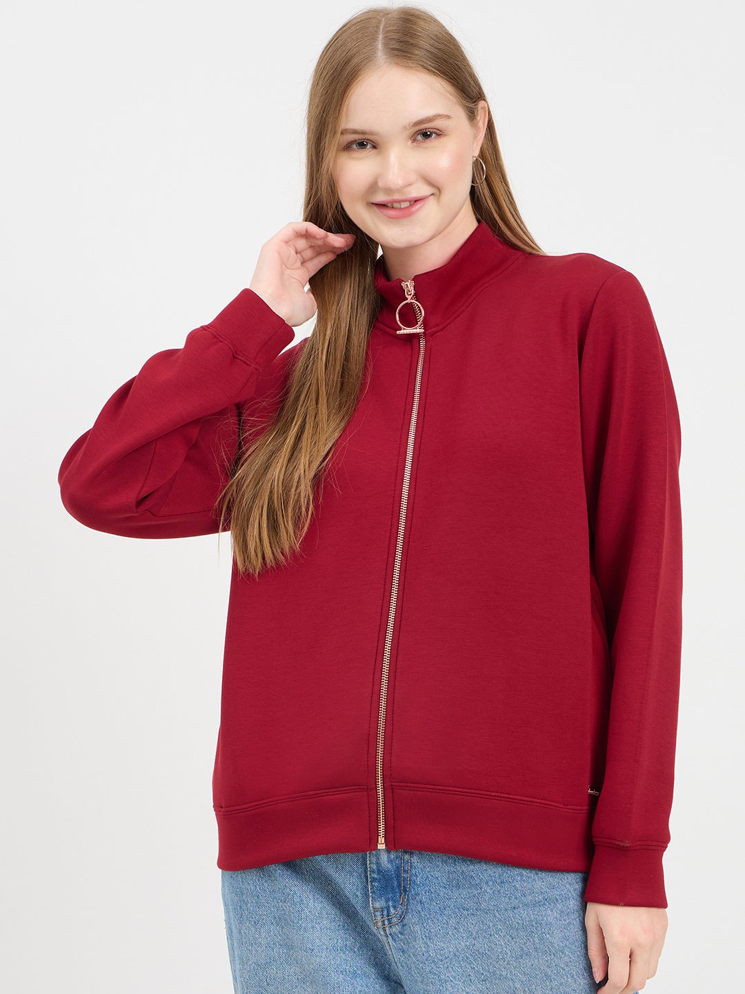 Madame Solid Maroon Sweat-Shirt color swatch