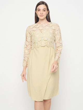 Madame Lace Overlay Wrap Lemon Yellow Dress