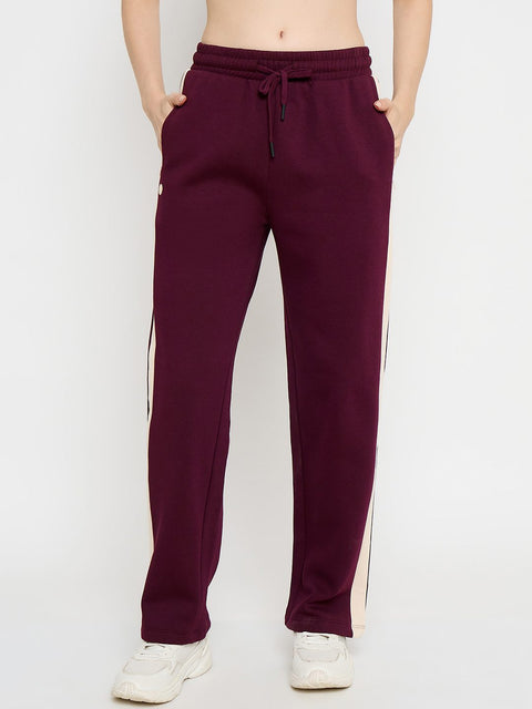 Madame Side Striped Purple Straight Track Bottoms