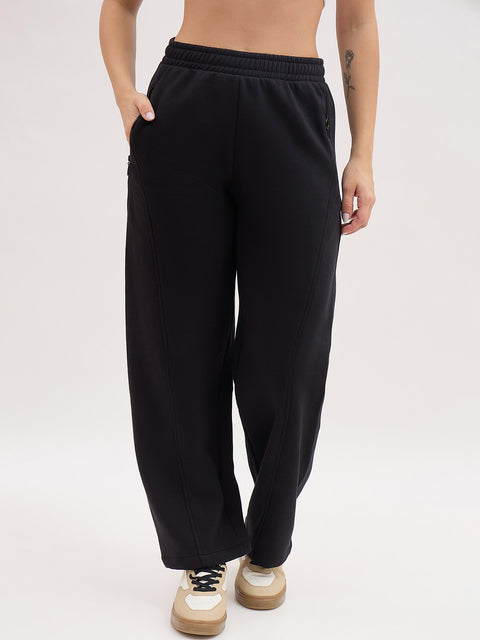 Madame Black Cotton Track Pants