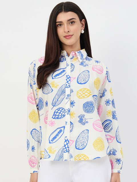 Madame Off-White Printed Viscose-Blend Shirt